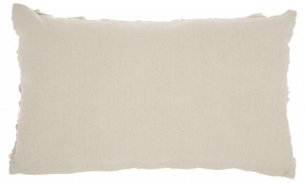 Off White Embossed Rose Lumbar Pillow - Image 2