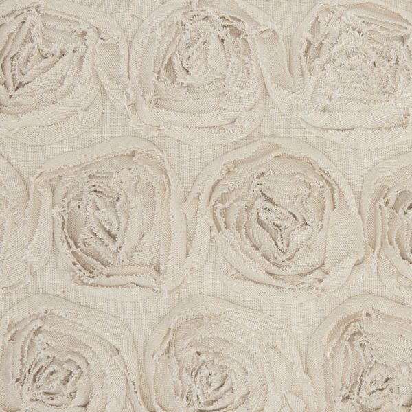 Off White Embossed Rose Lumbar Pillow - Image 4