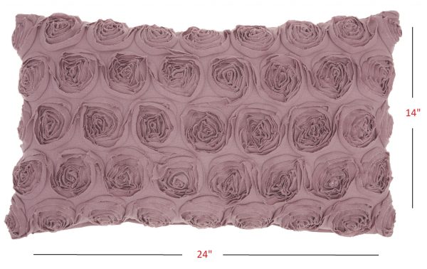 Tea Pink Embossed Rose Lumbar Pillow - Image 5