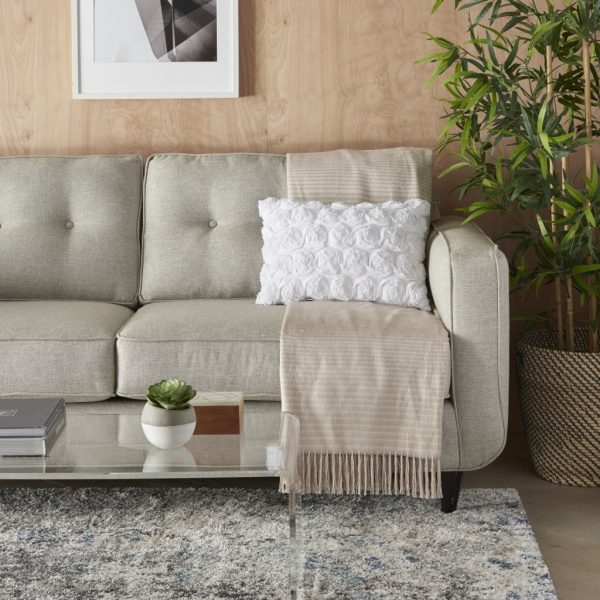 Petite White Embossed Rose Lumbar Pillow - Image 3