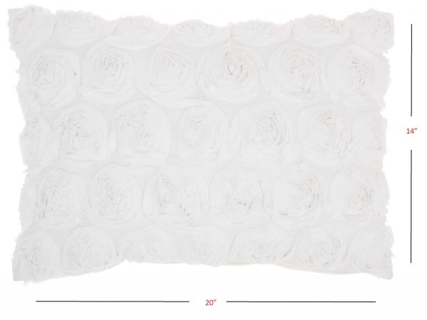 Petite White Embossed Rose Lumbar Pillow - Image 5