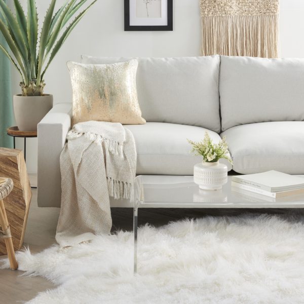 Cream Sequined Ombre Throw Pillow - Image 3
