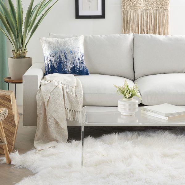 Blue Sequined Ombre Throw Pillow - Image 3