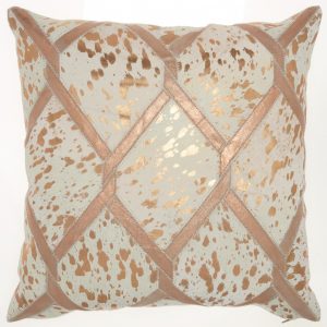 Rose Gold and White Cowhide Throw Pillow