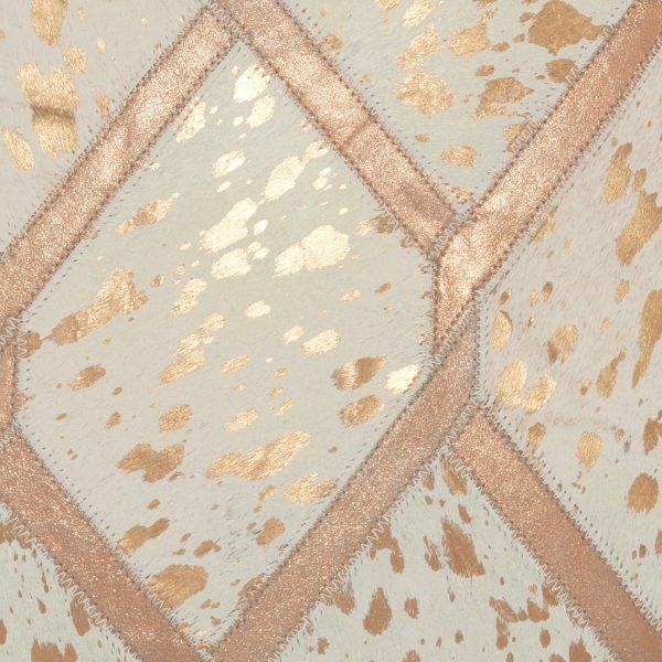 Rose Gold and White Cowhide Throw Pillow - Image 4