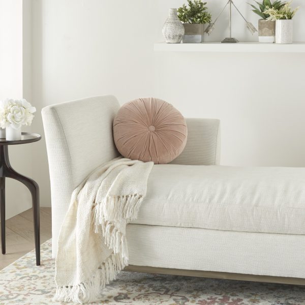 Light Pink Tufted Round Throw Pillow - Image 3