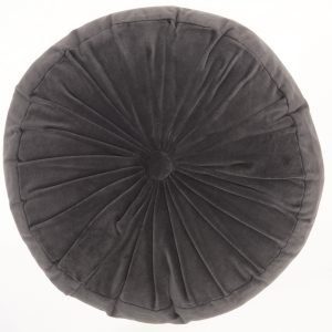 Dark Gray Tufted Round Throw Pillow