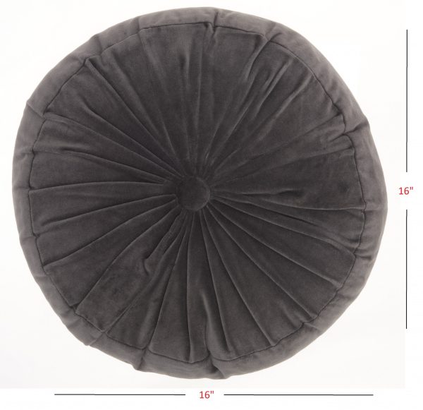 Dark Gray Tufted Round Throw Pillow - Image 5