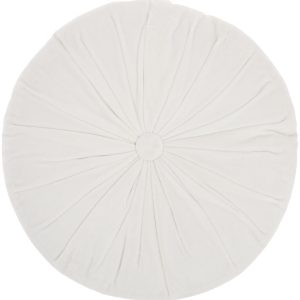 White Tufted Round Throw Pillow