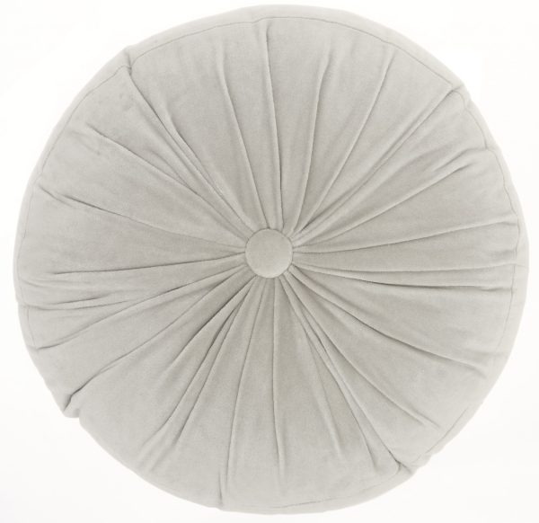 Light Gray Tufted Round Throw Pillow - Image 2