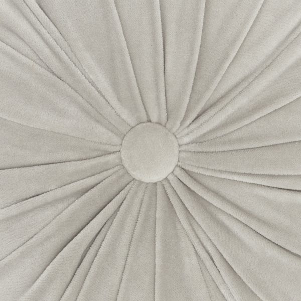 Light Gray Tufted Round Throw Pillow - Image 4