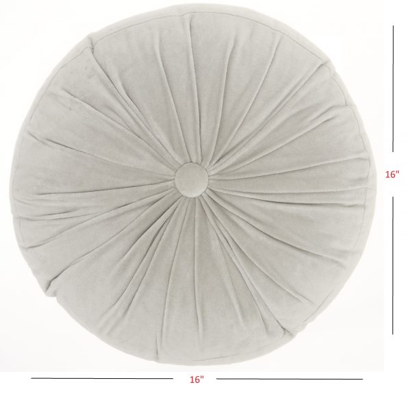 Light Gray Tufted Round Throw Pillow - Image 5