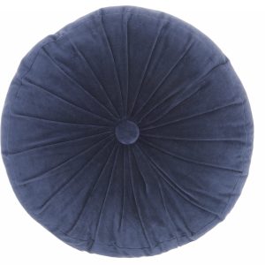 Dark Blue Tufted Round Throw Pillow