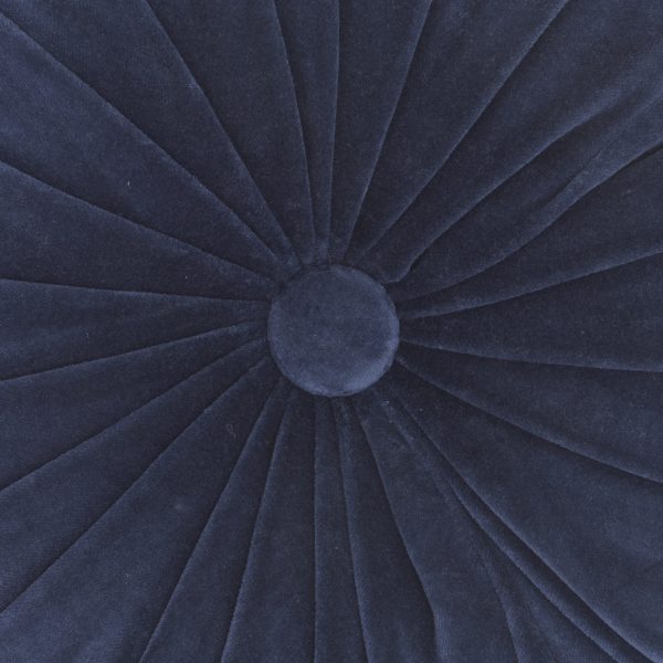 Dark Blue Tufted Round Throw Pillow - Image 4