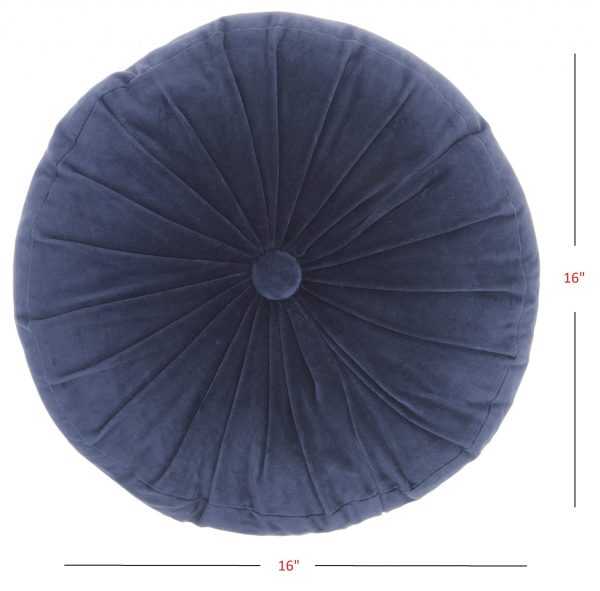 Dark Blue Tufted Round Throw Pillow - Image 5