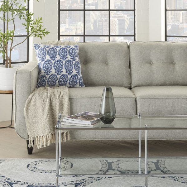 Blue and Ivory Bohemian Paisley Throw Pillow - Image 2