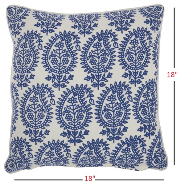 Blue and Ivory Bohemian Paisley Throw Pillow - Image 4