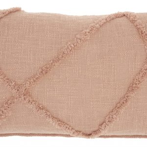 Tea Pink Abstract Shaggy Detail Lumbar Pillow