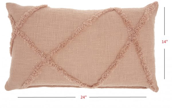 Tea Pink Abstract Shaggy Detail Lumbar Pillow - Image 5