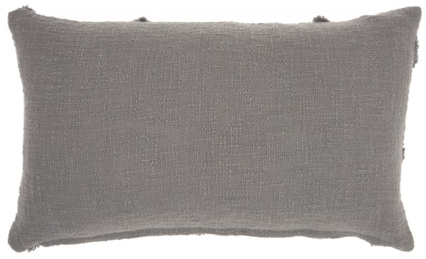 Gray  Abstract Shaggy Detail Lumbar Pillow - Image 2