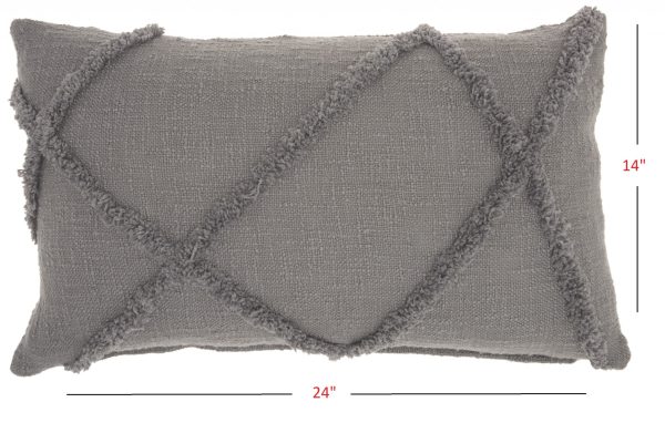 Gray  Abstract Shaggy Detail Lumbar Pillow - Image 5