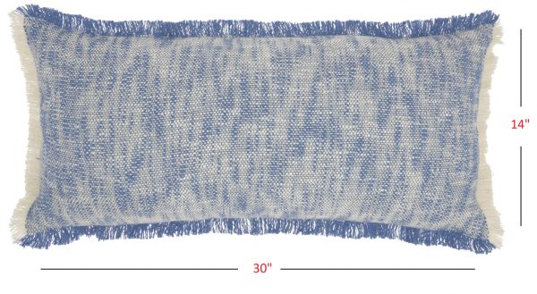 Blue and White Woven Heathered Lumbar Throw Pillow - Image 5