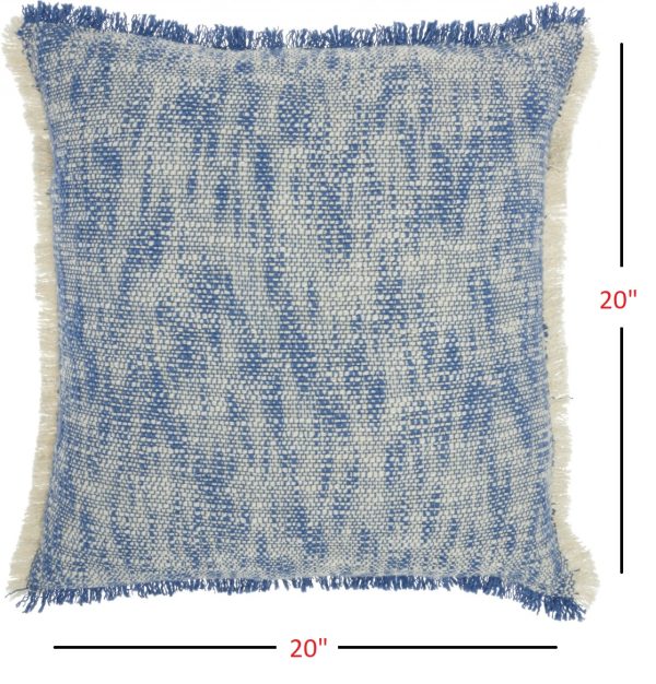Blue and Ivory Abstract Pattern Throw Pillow - Image 5