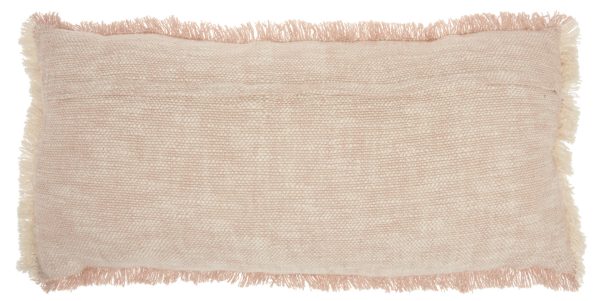 Pink and White Woven Heathered Lumbar Throw Pillow - Image 2