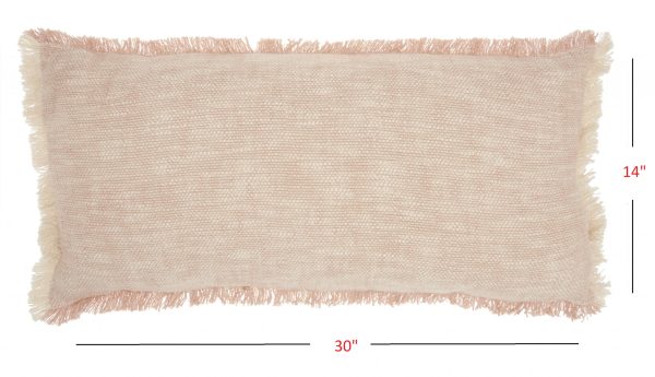 Pink and White Woven Heathered Lumbar Throw Pillow - Image 5