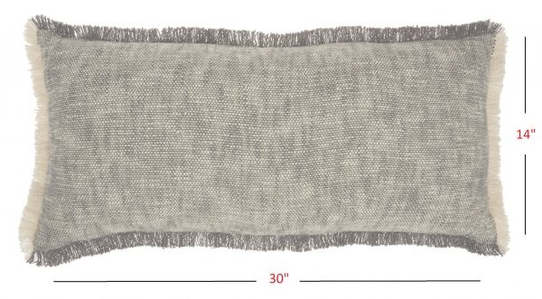Gray and White Woven Heathered Lumbar Throw Pillow - Image 5