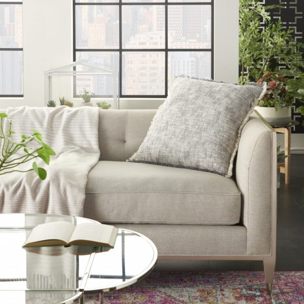 Gray and Ivory Abstract Pattern Throw Pillow - Image 3