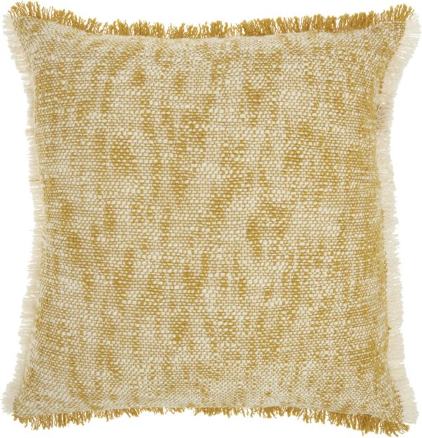 Mustard and Ivory Abstract Pattern Throw Pillow - Image 2