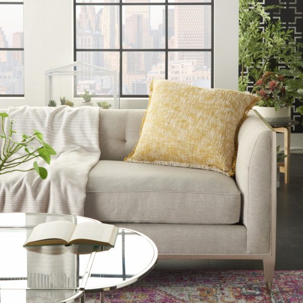 Mustard and Ivory Abstract Pattern Throw Pillow - Image 3