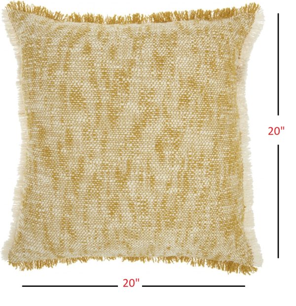 Mustard and Ivory Abstract Pattern Throw Pillow - Image 5