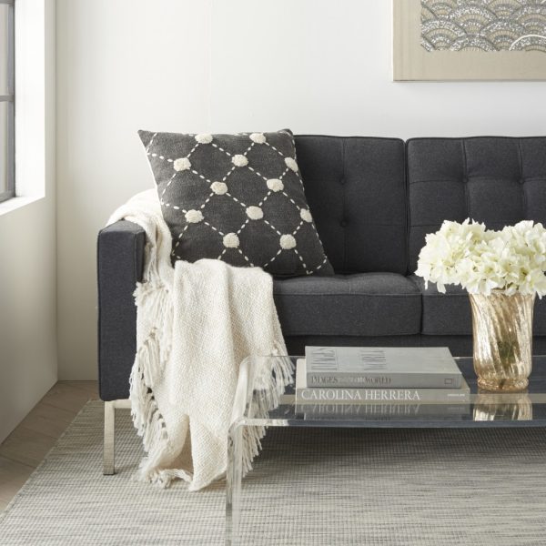 Glamorous Handcrafted Charcoal Accent Throw Pillow - Image 3