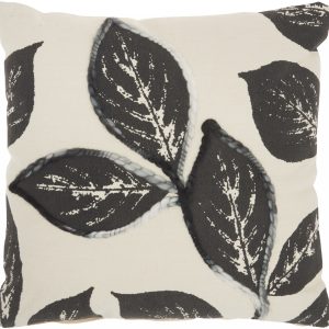 Floral Handcrafted Charcoal Accent Throw Pillow