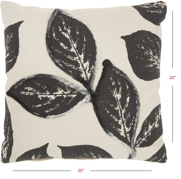 Floral Handcrafted Charcoal Accent Throw Pillow - Image 5