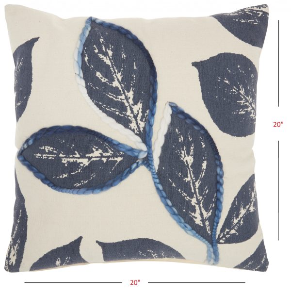 Floral Handcrafted Navy Accent Throw Pillow - Image 4