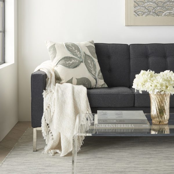 Floral Handcrafted Sage Accent Throw Pillow - Image 3