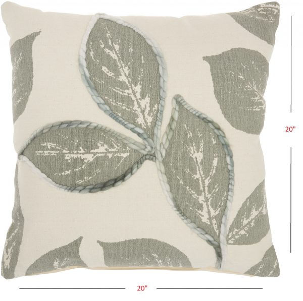 Floral Handcrafted Sage Accent Throw Pillow - Image 5
