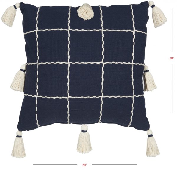 Boho Handcrafted Navy Accent Throw Pillow - Image 5