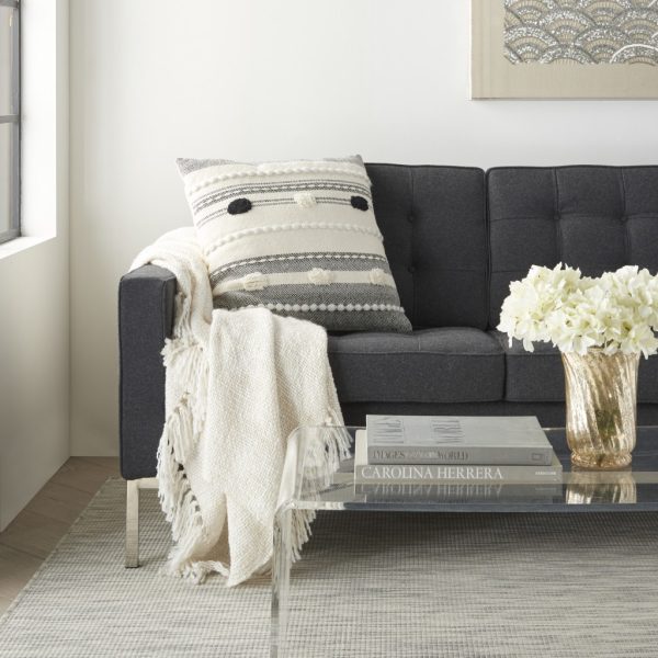 Boho Handcrafted Black Ivory Accent Throw Pillow - Image 3