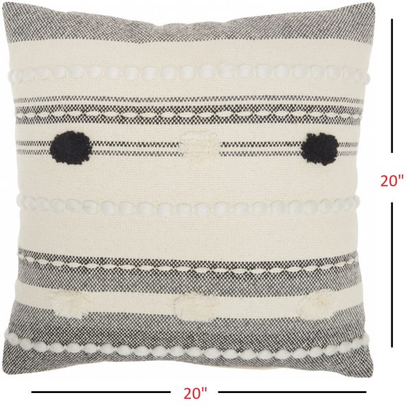 Boho Handcrafted Black Ivory Accent Throw Pillow - Image 5