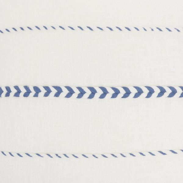 Bohemian White Cotton Accent Pillow with Blue Tassel Details - Image 4