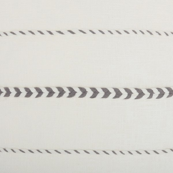 Bohemian White Cotton Accent Pillow with Grey Tassel Details - Image 4
