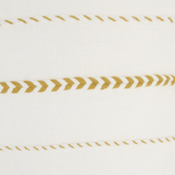 Bohemian White Cotton Accent Pillow with Mustard Tassel Details - Image 4