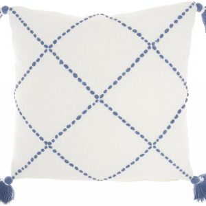 Boho Blue Cotton Accent Throw Pillow
