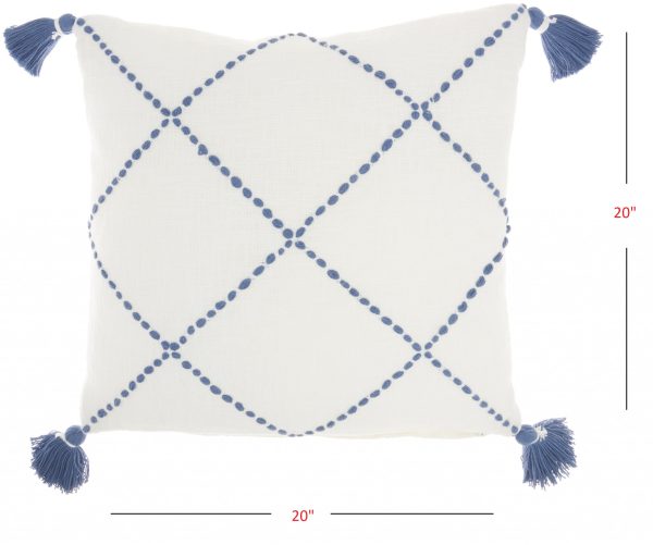 Boho Blue Cotton Accent Throw Pillow - Image 5