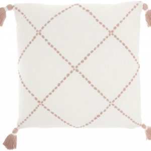 Boho Blush Pink Cotton Accent Throw Pillow