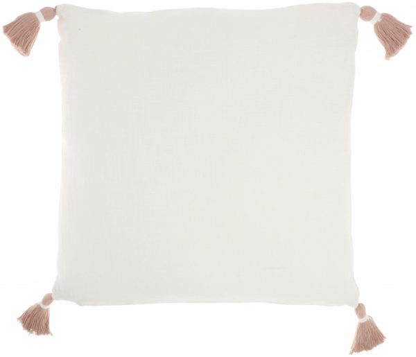 Boho Blush Pink Cotton Accent Throw Pillow - Image 2